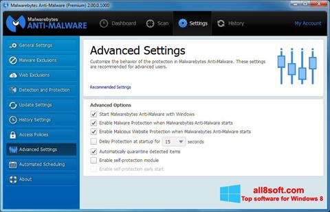 Ekran görüntüsü Malwarebytes Anti-Malware Windows 8