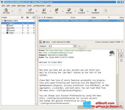 Ekran görüntüsü Claws Mail Windows 8