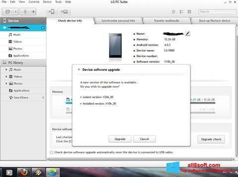 Ekran görüntüsü LG PC Suite Windows 8
