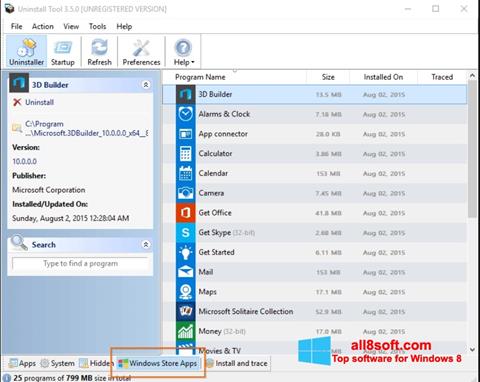 Ekran görüntüsü Uninstall Tool Windows 8