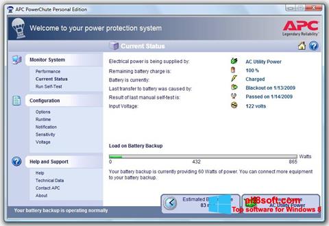 Ekran görüntüsü PowerChute Personal Edition Windows 8