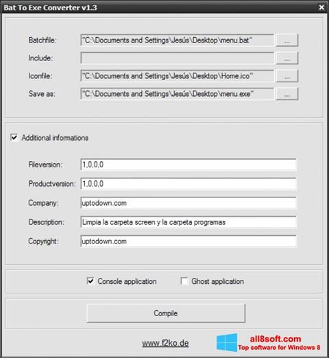Ekran görüntüsü Bat To Exe Converter Windows 8