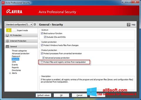 Ekran görüntüsü Avira Professional Security Windows 8