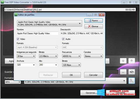 Ekran görüntüsü Free MP4 Video Converter Windows 8