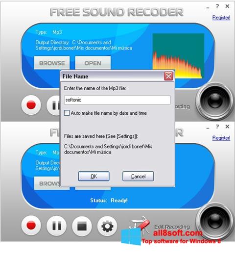 Ekran görüntüsü Free Sound Recorder Windows 8