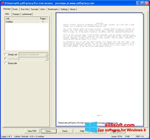 Ekran görüntüsü pdfFactory Pro Windows 8