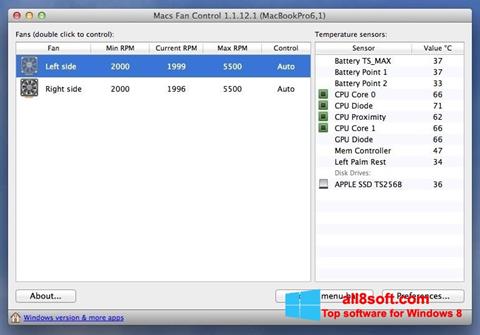 Ekran görüntüsü Macs Fan Control Windows 8