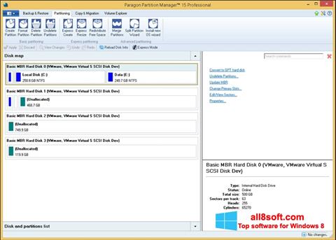 Ekran görüntüsü Paragon Partition Manager Windows 8