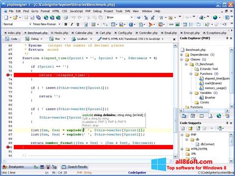 Ekran görüntüsü phpDesigner Windows 8