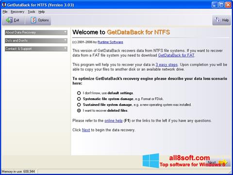 Ekran görüntüsü GetDataBack Windows 8